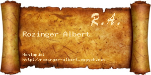 Rozinger Albert névjegykártya